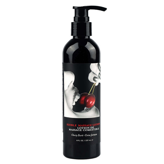 Light Gray Earthly Body Edible Massage Lotion-Cherry 8oz MASSAGE
