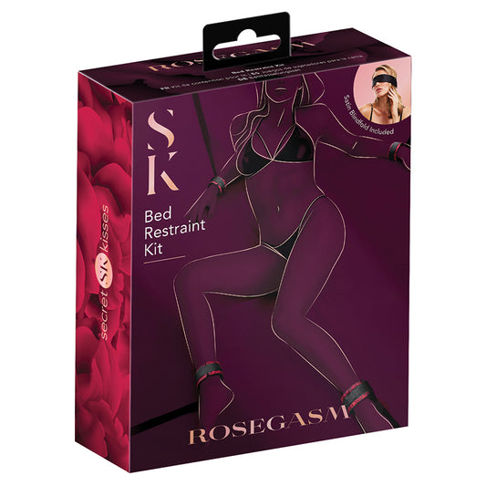 Dark Slate Gray Secret Kisses Rosegasm Bed Restraint Kit FETISH