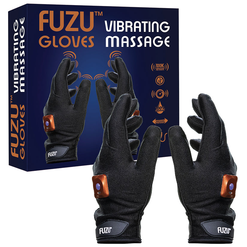Dark Slate Gray Fuzu Vibrating Massage Gloves-Medium