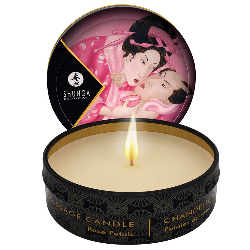 Tan Shunga Mini Massage Candle-Rose Petals 1oz MASSAGE