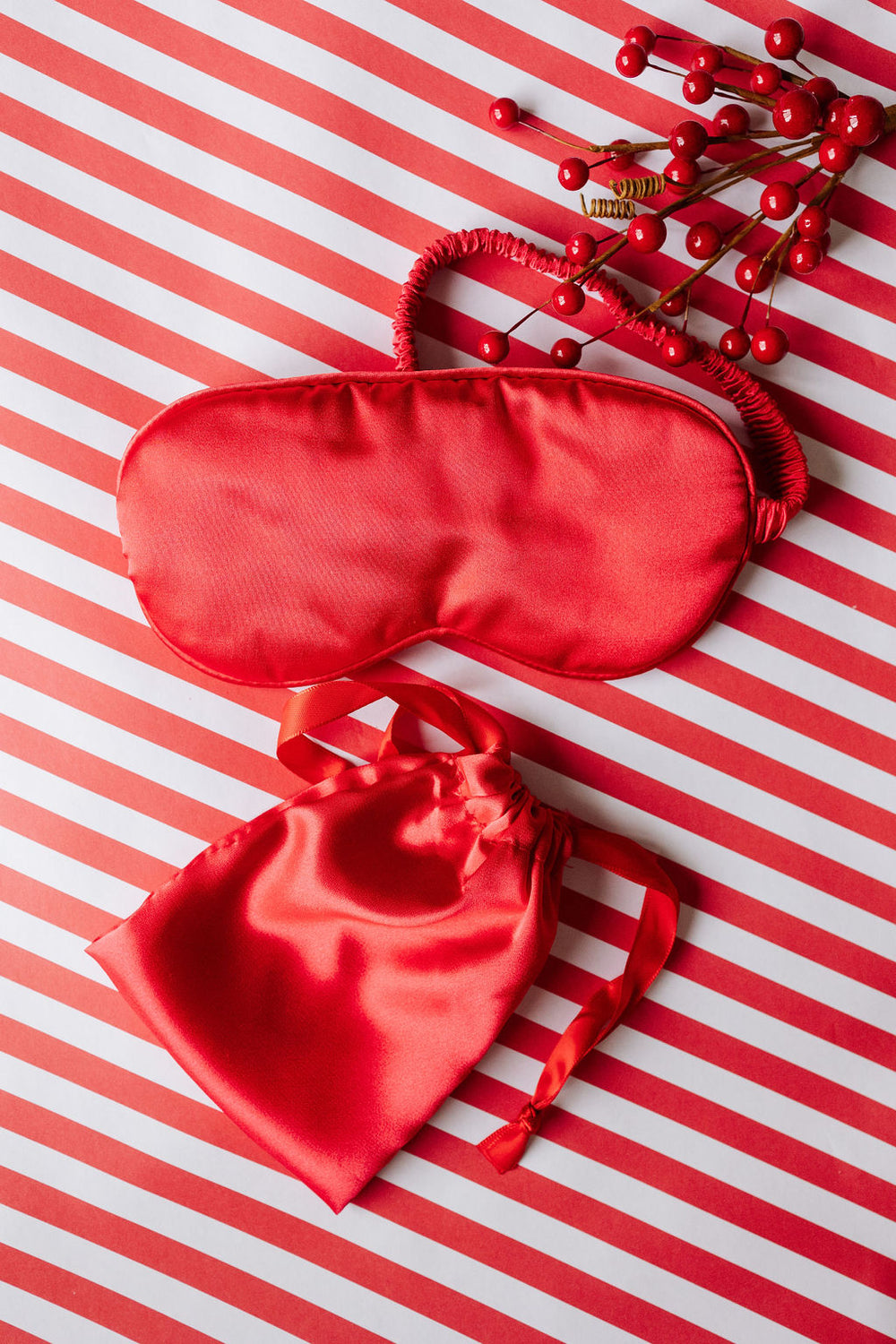 Light Gray Red Satin Blindfold GAMES
